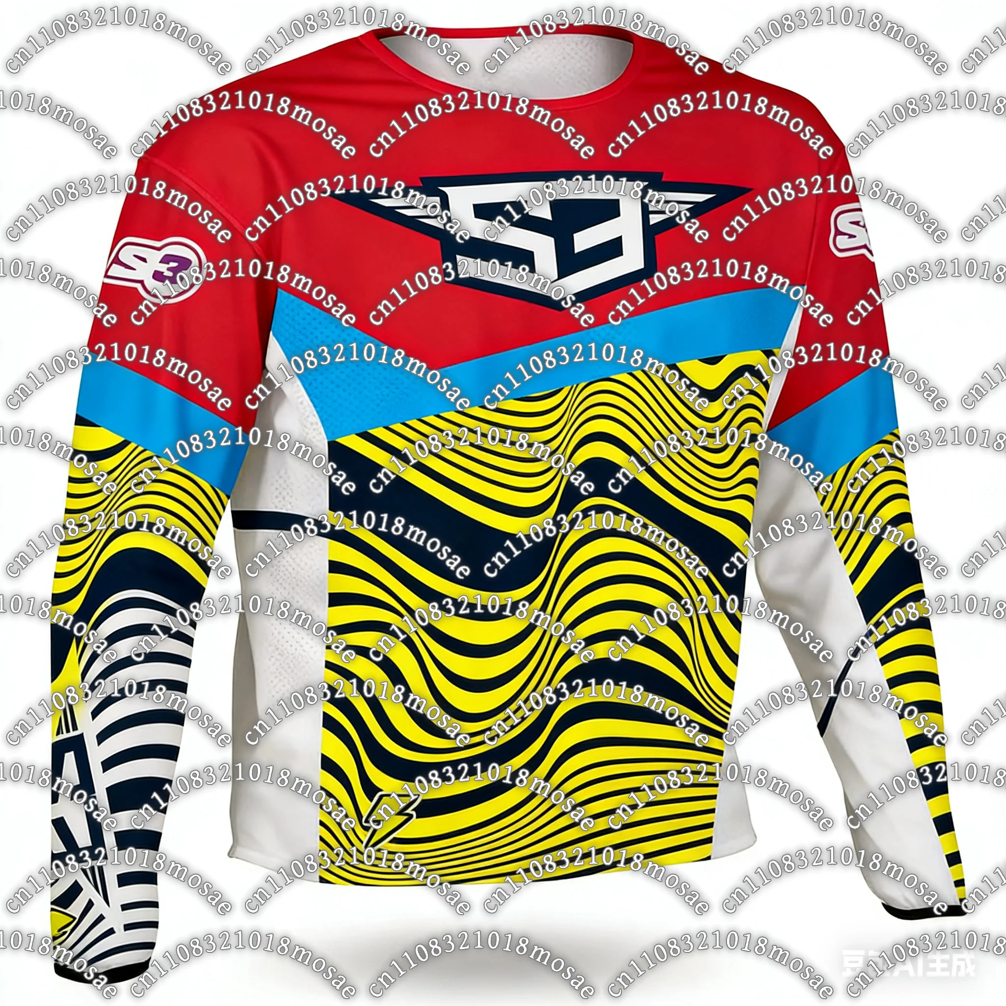 

Contrasting Color Wave Pattern Off-Road Motorbike Hardcore Gear 3D Printed Loose Riding Suit