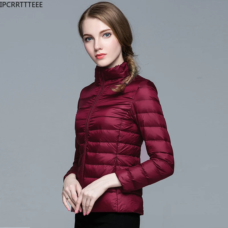 2021 Women Autumn Winter New Ultra Light White Duck Down Jacket Slim Women Spring Puffer Jacket Portable Windproof Down Coat