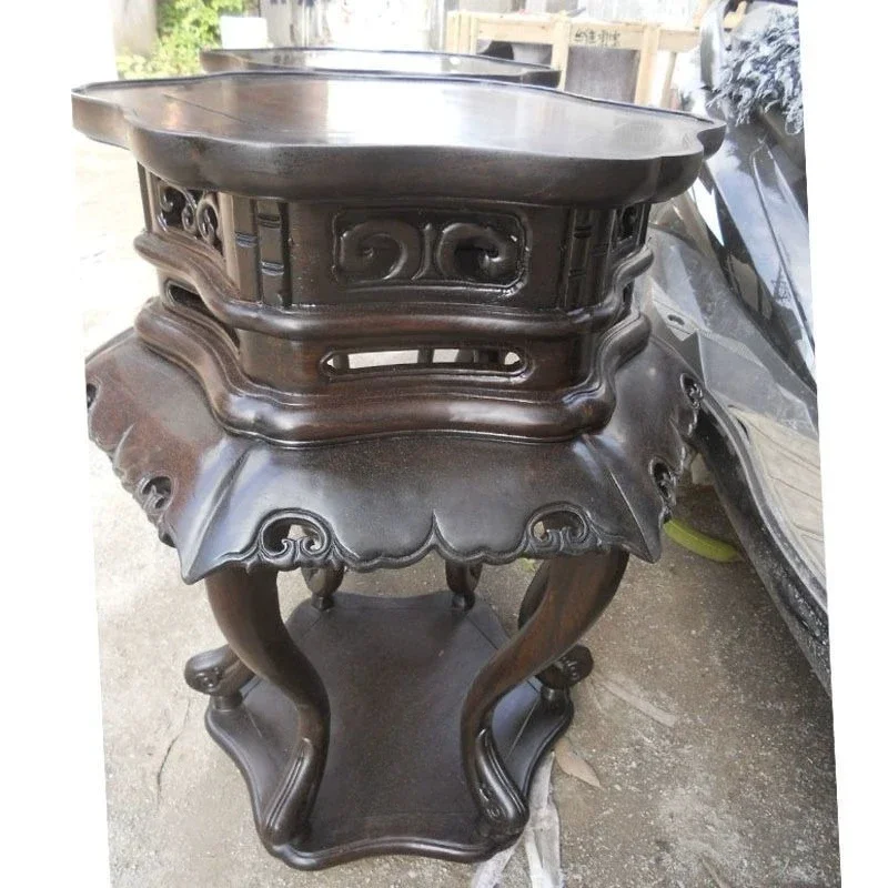 Mahogany flower table, ebony hexagonal flower stand, fragrant table, new Chinese indoor bonsai stand, living room home