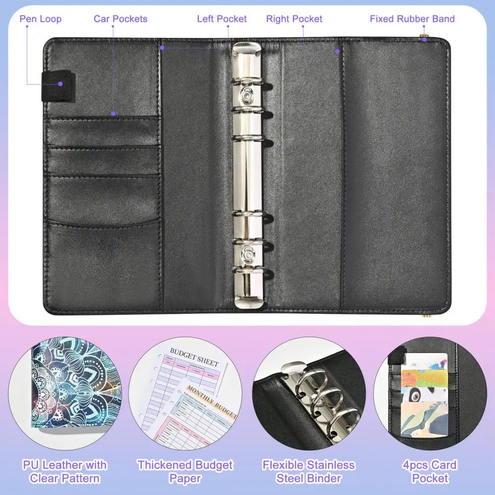 สมุดโน้ตพิมพ์ลายดอกไม้สมุด A6อเนกประสงค์พร้อมซิปสำหรับเก็บเงินสด