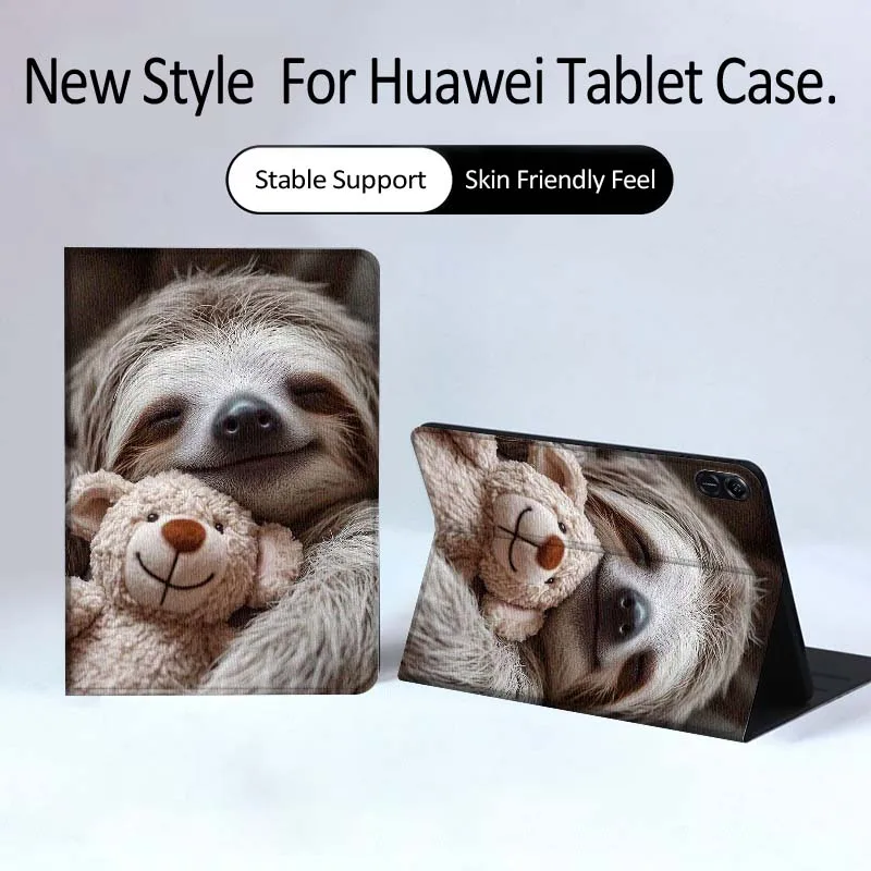 

Cartoon Sloth Holding Coffee For Huawei MatePad Pro Air 12 X Honor Pad 8 V8 9 13 GT GT2 3 12.6 13.3 Inch Tablet Case