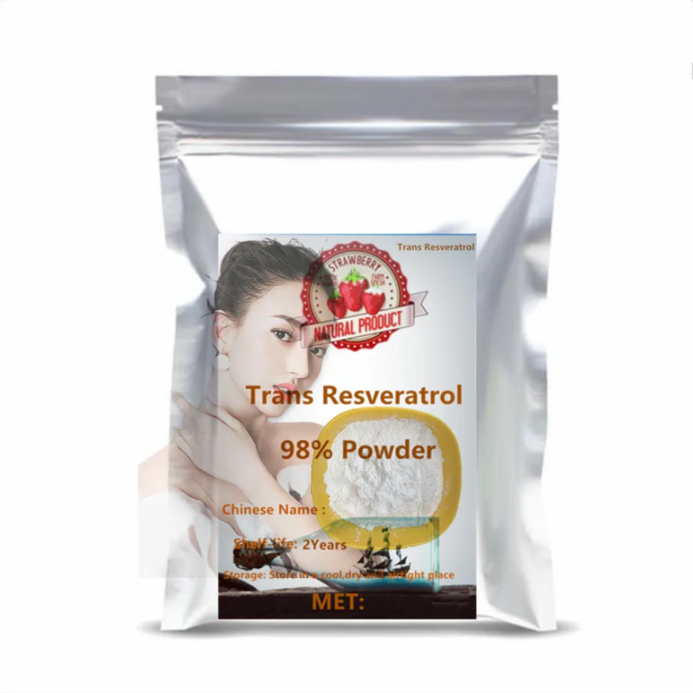 

99% Micronized Trans Resveratrol Powder Natural Antioxidant Anti Aging Whitening Cosmetic Raw Material, Aluminum Foil Package