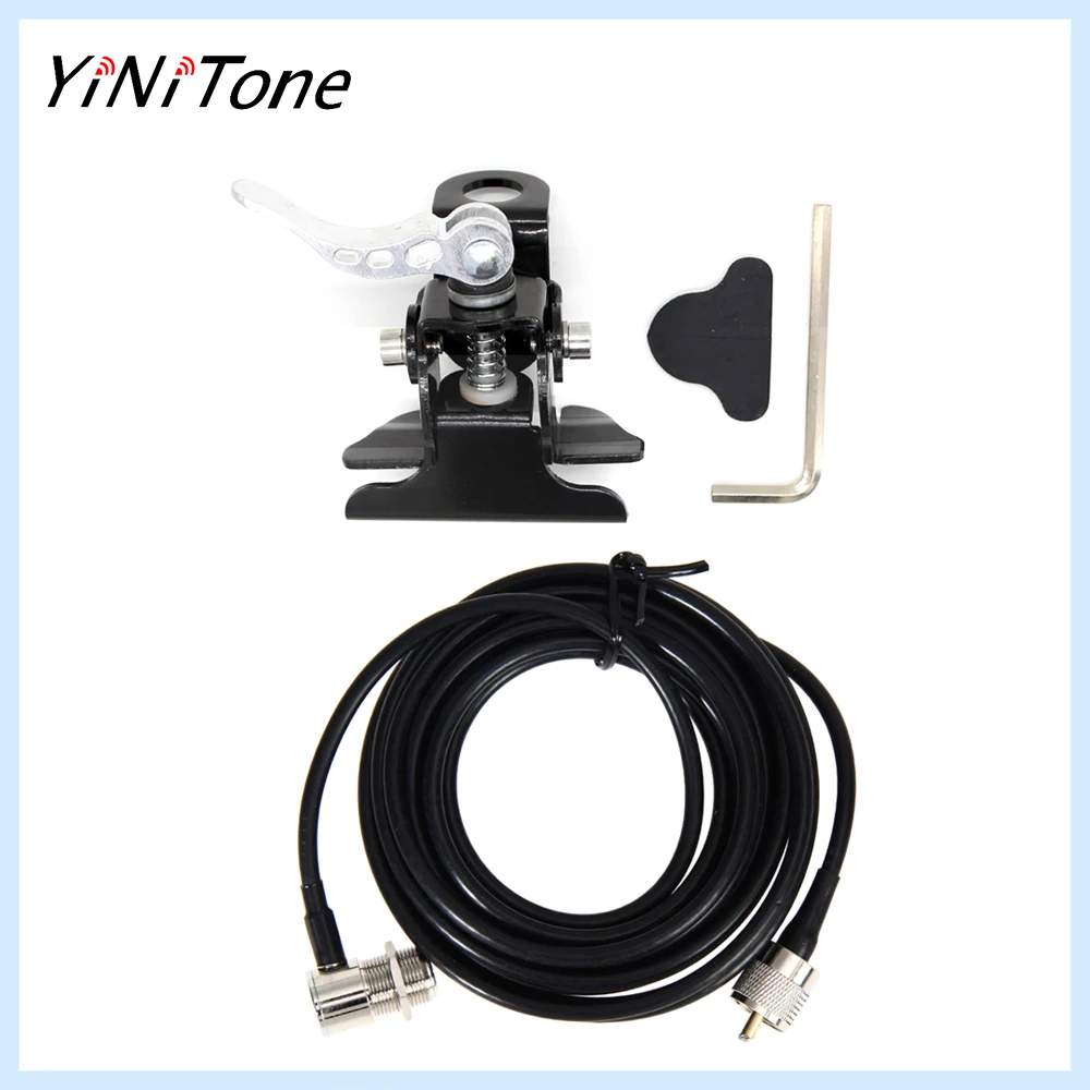 Hand pressed quick releas Mobile Car Radio Antenna Mount Bracket Clip Extension Kit PL259 5M RG58 Cable For QYT Baojie KT-8900R