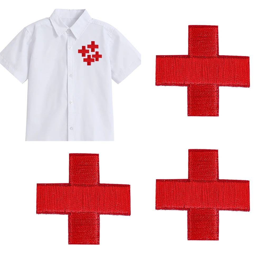 5pcs Red Cross Embroidery Patch Sewing Applique Decorative Sticker for Shirt Cartoon Nurse Hat Children\'s Badge DIY Accessories