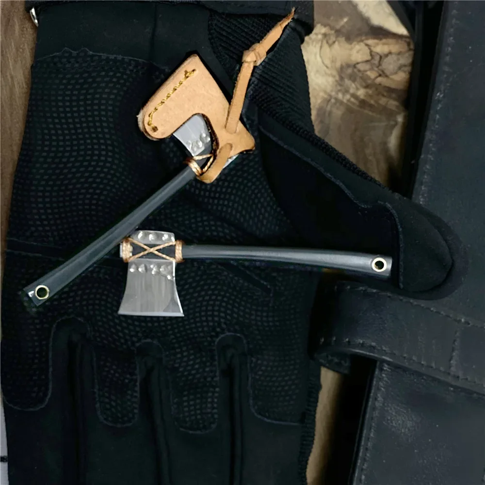 Chromium Vanadium Alloy Steel Mini Axe Head Keychain Knife Portable Small Fixed Blade Knife Unpacking Express with Cowhide Case