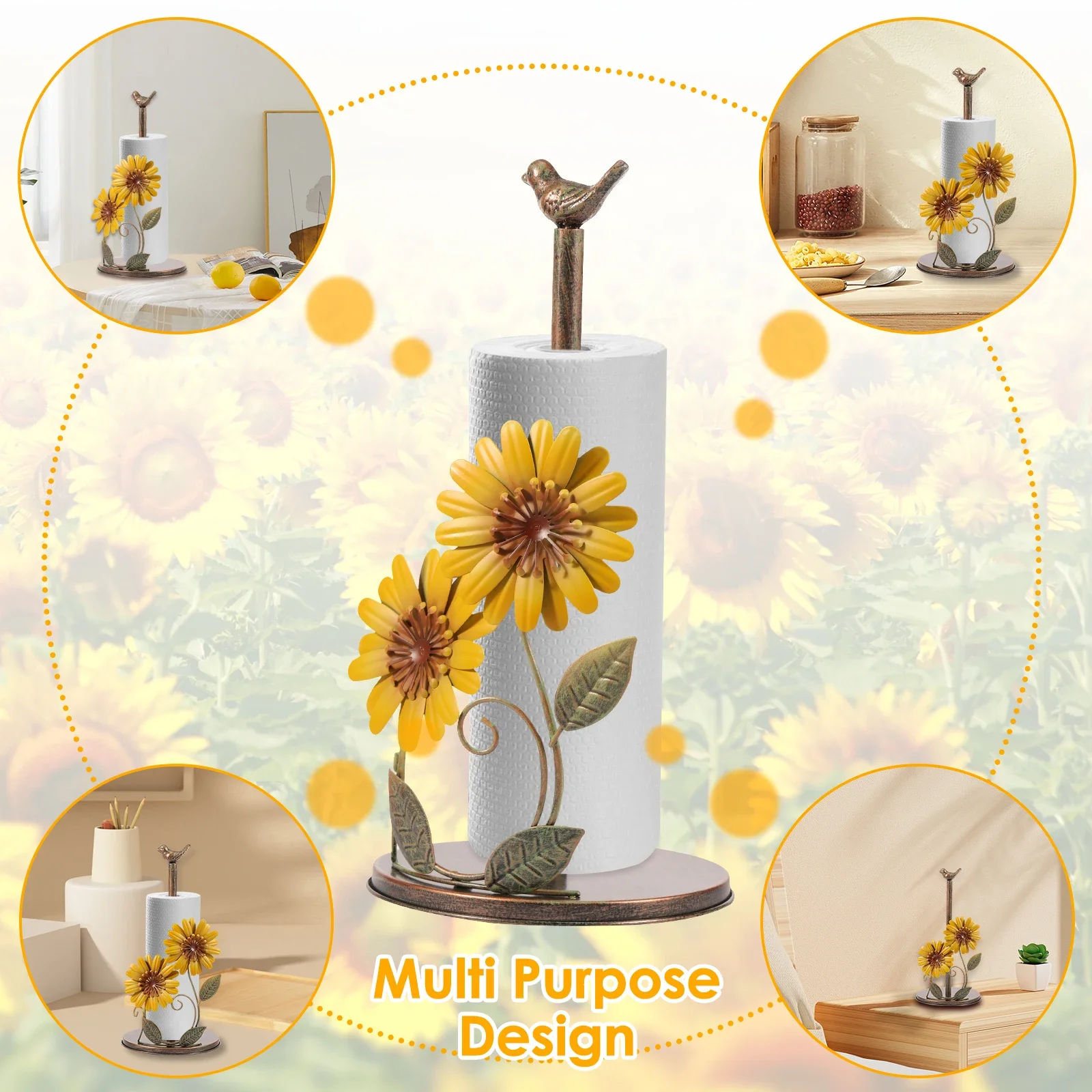 Portarotolo di carta in rotolo di ferro girasole Portarotolo verticale per fazzoletti da bagno Cucine Portaoggetti per WC Accessori da appoggio Scaffale