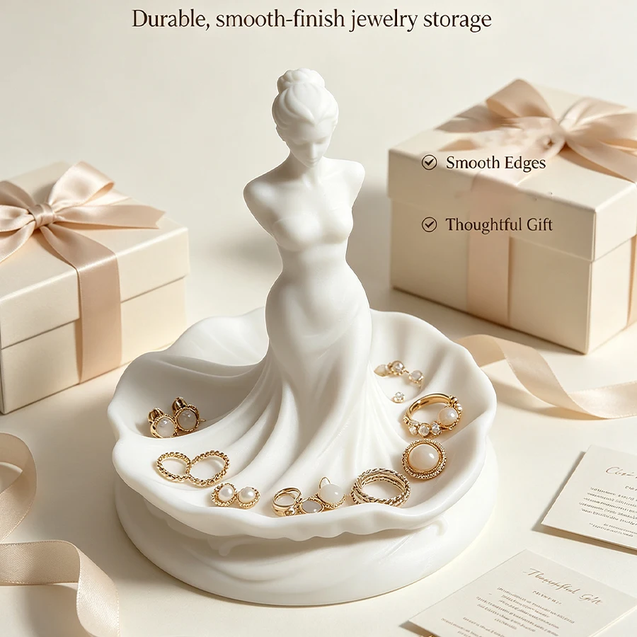 Vintage Elegant Women's Jewelry Storage Tray, White Three-Dimensional Carved Jewelry Display Tray, Multifunctional Dressing Table Organizer, Thoughtful Gift for Mom, Sisters, or Girlfriend