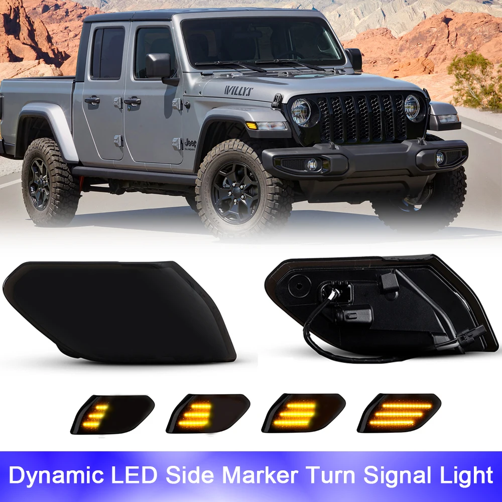 

2x No Error Front Side Marker LED Repeat Blinker Lights For Jeep Wrangler JL 2018-2021 OEM#68293126AF Car Parking Indicator