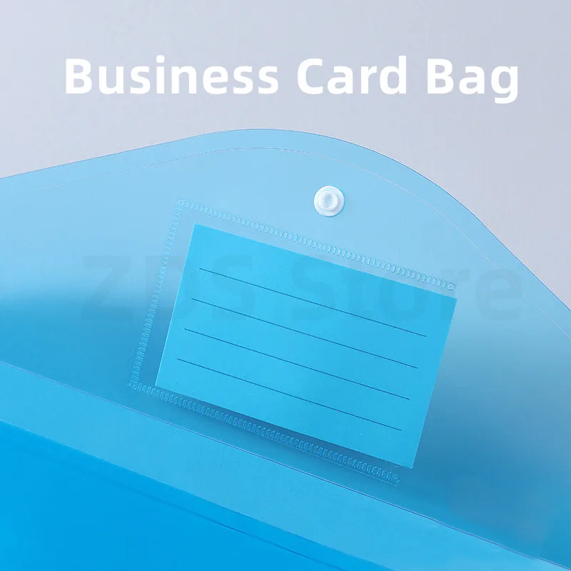 A4 10PCS Plastic Button Transparent Waterproof Business Card Document bag