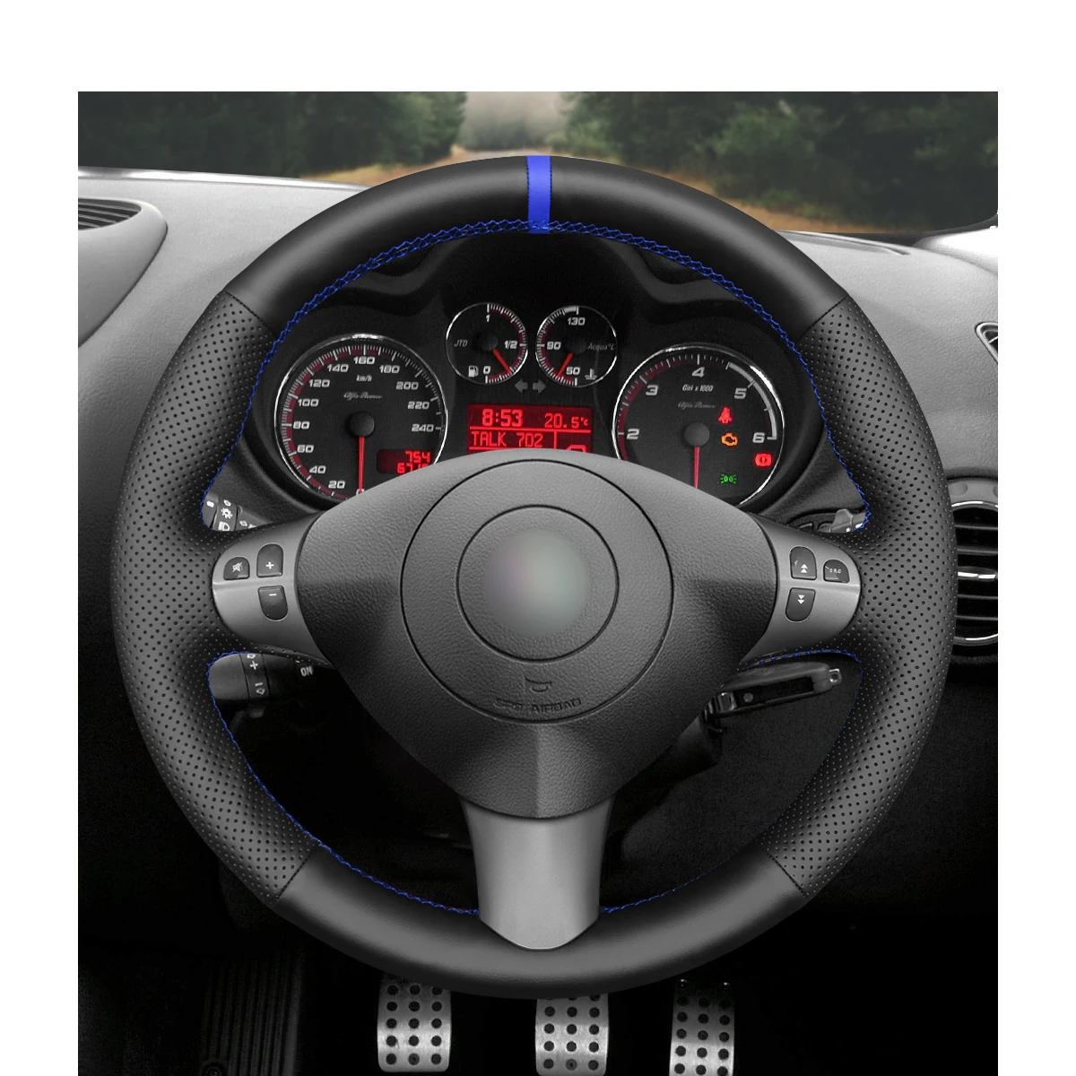 Hand-stitched Black PU Leather Steering Wheel Cover for Alfa Romeo 147 2000-2010  GT 2004 2005 2006 2007 2008 2009-2010