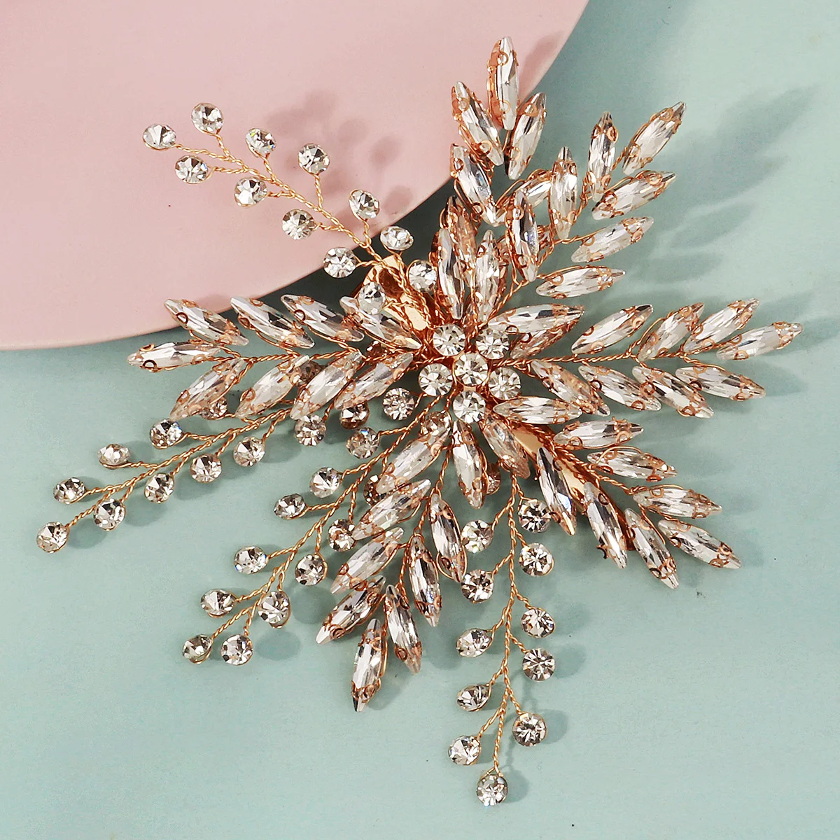 

Gold Crystals Exaggerated Exquisite Hair Clip Sparkling Handmade Rhinestone Beaded Hairpin Headpiece For Women As Gifts