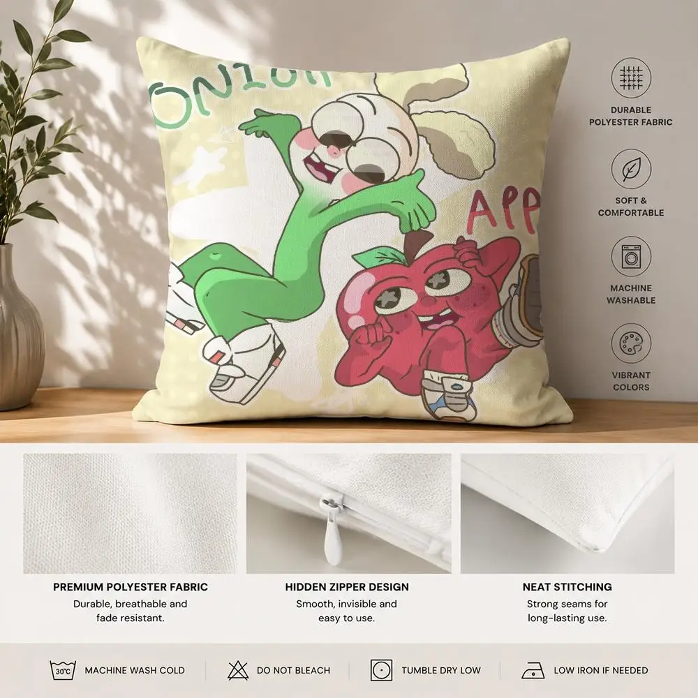 Anime Food A-Apple And OnionS Cushion Cover 40x40cm Square Decorative Sofa Cushion Cover Bedroom Living Room Home Decor Gift