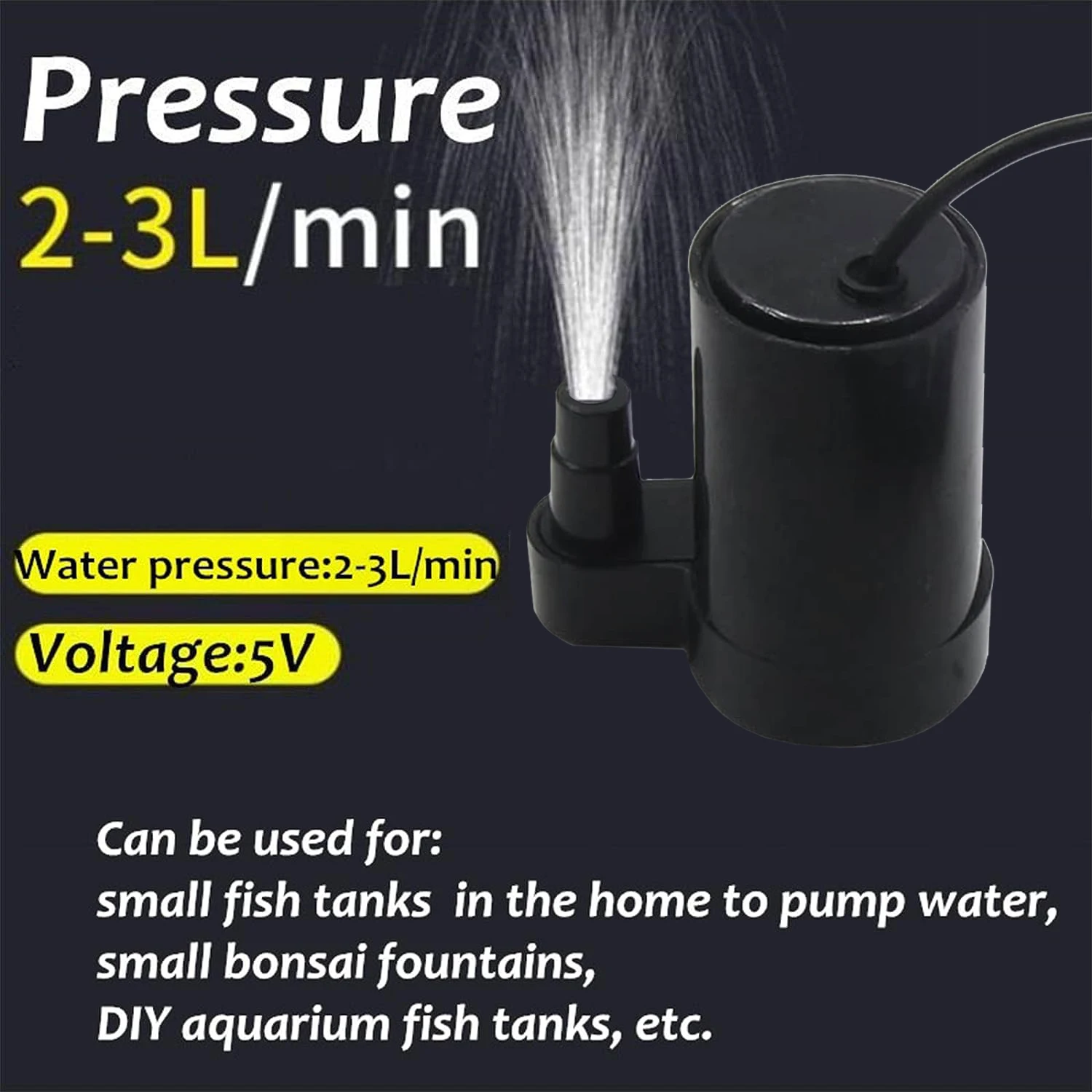 1Pcs DC 3-5V USB Micro Submersible Mini Water Pump,Small Aquarium Pump for Fish Tank Aquariums Pond Fountain Hydroponics Garden image 6