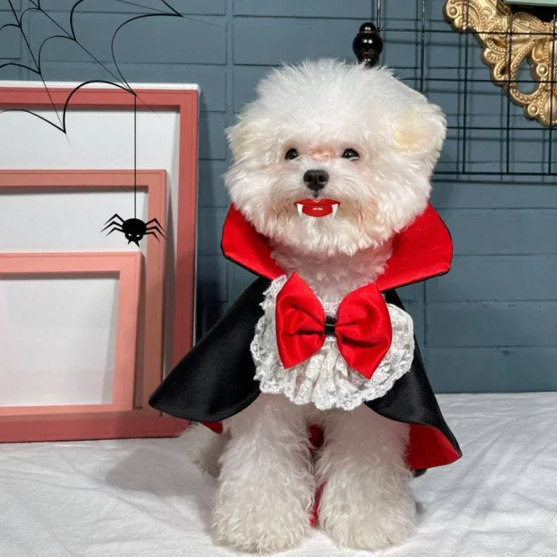 Dog Cat Halloween Vampires Cape Prince Puppy Pet Cosplay Clothes for Small Medium Dogs Christmas Dress Up Festival Outfits