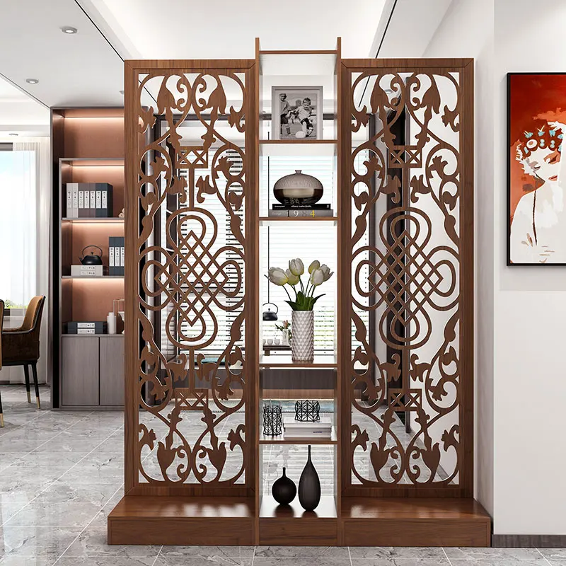 LH new Chinese screen partition living room bedroom simple modern seat screen solid wood decoration