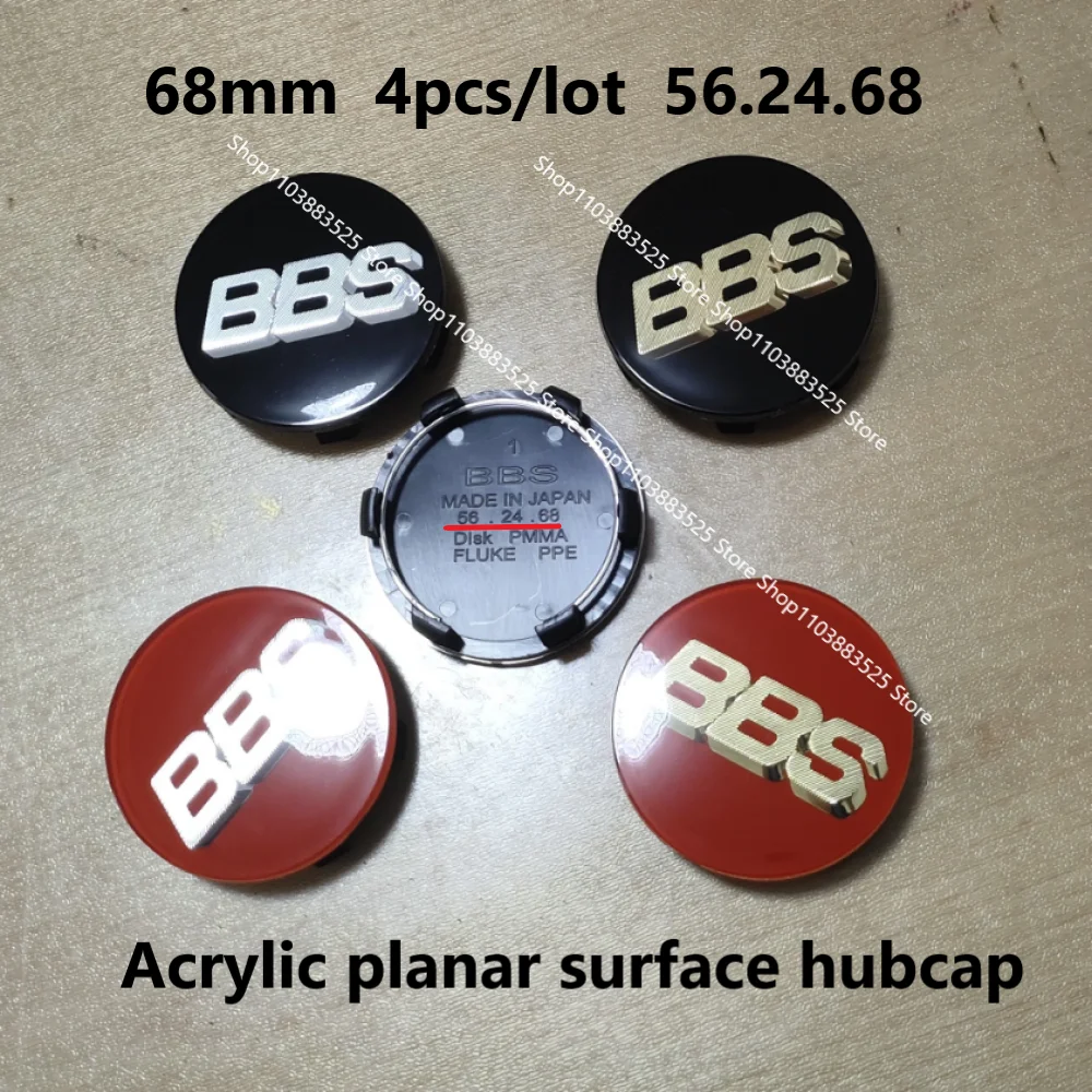 

4pcs 56.24.68 Acrylic PMMA planar surface 68mm Car Wheel hub center Cap Hub for BBS logo 562468 Center HubCaps