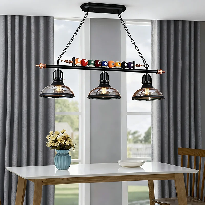 

Подвесные светильники в американском ретро-стиле для бильярдной с 3 стеклянными плафонами, регулируемые, для ресторанов, кафе, лофтов, салонов, студий, гостевых домов, баров