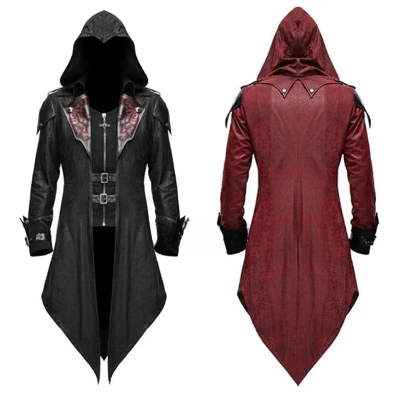 

Cosplay Anime 2 Color Assassin Cosplay Medieval Man Streetwear Hooded Jackets Outwear Costume Edward Assassins Creed Hallow 72th