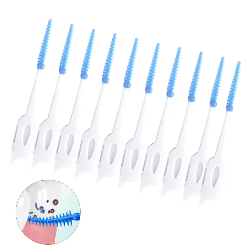 Super Soft Silicone Interdental Brushes Escova de limpeza dental Dentes Limpador Dental Dental Floss Toothpicks Ferramentas de cuidados orais 100Pcs Set