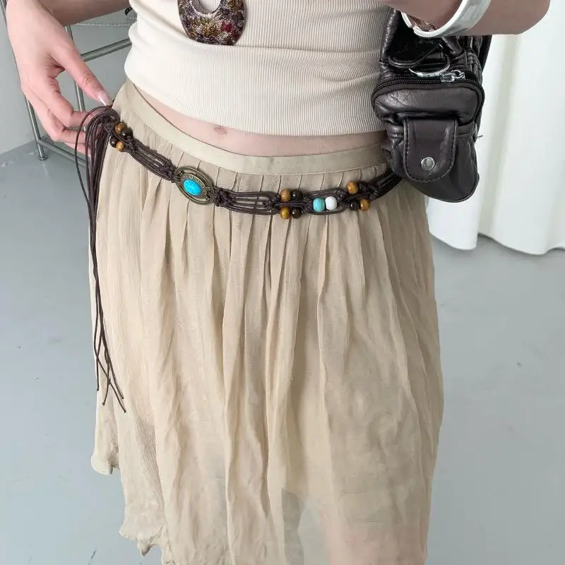 Boho Beaded Waist Rope For Women Ethnic Style Jewelry Woven Belt High-Quality Chic Accessories For Every Occasion