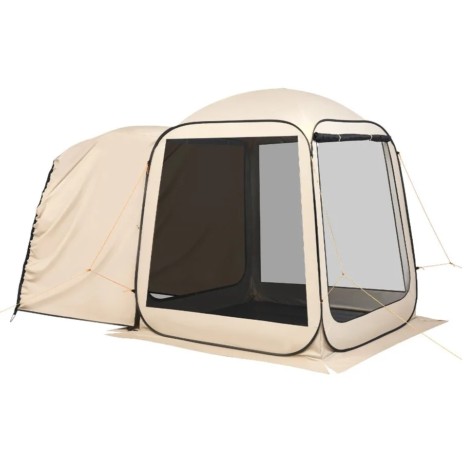 

6 x 6 ft Beige Pop Up SUV Tailgate Tent for Car Camping Garden Patio Backyard Outdoor Activities with Netting Sides Portable Sc