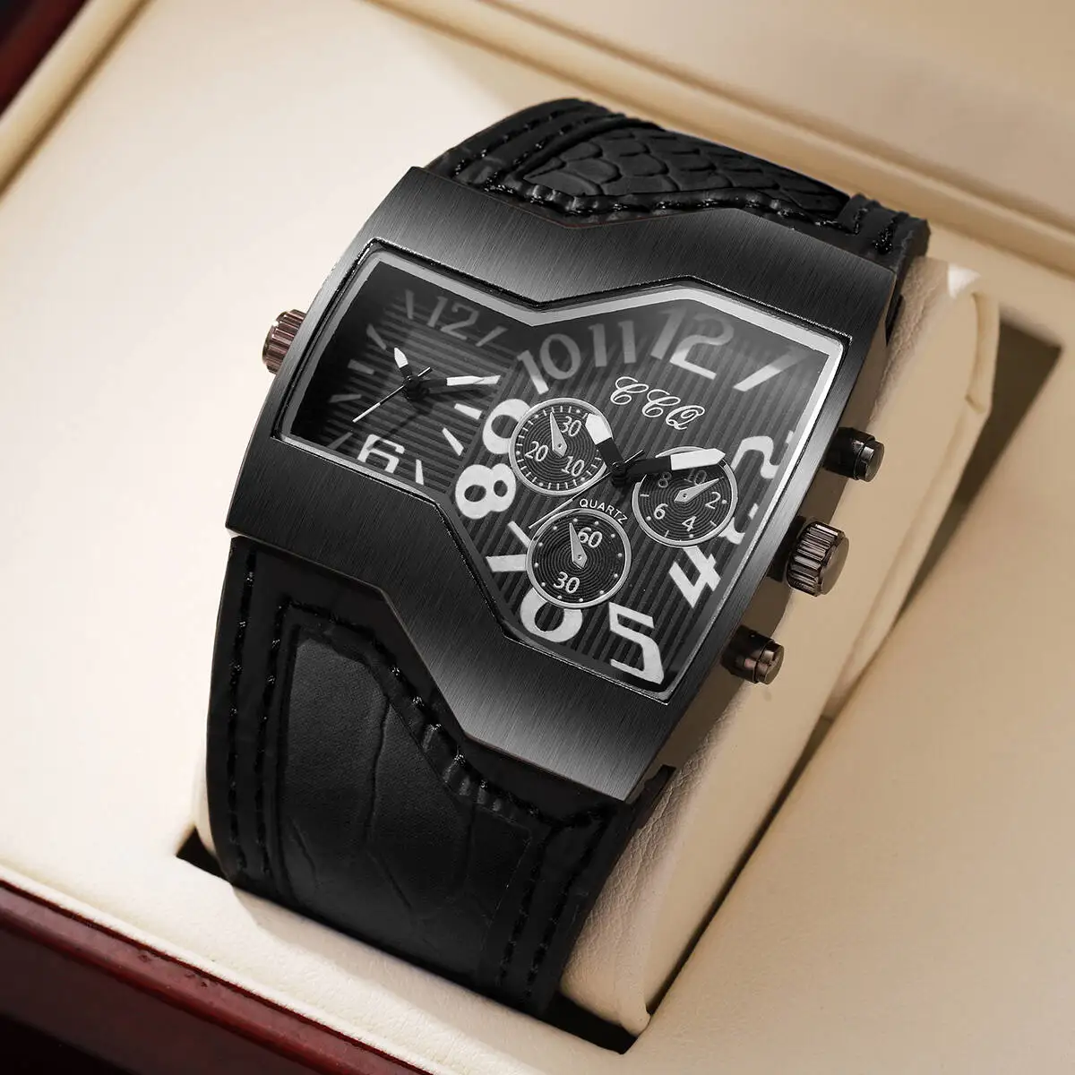 ساعات رجالية فاخرة الطلب الكبير ساعة كوارتز عادية حلقة من جلد الرجال ساعة يد رياضية Relogio Masculino (بدون صندوق)