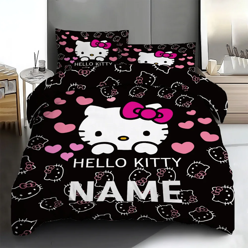 

Hello Kitty Customized Name Duvet Cover Cartoon Personalized Customize Your Name Quilt Cover Set for Children Birthday Gifts