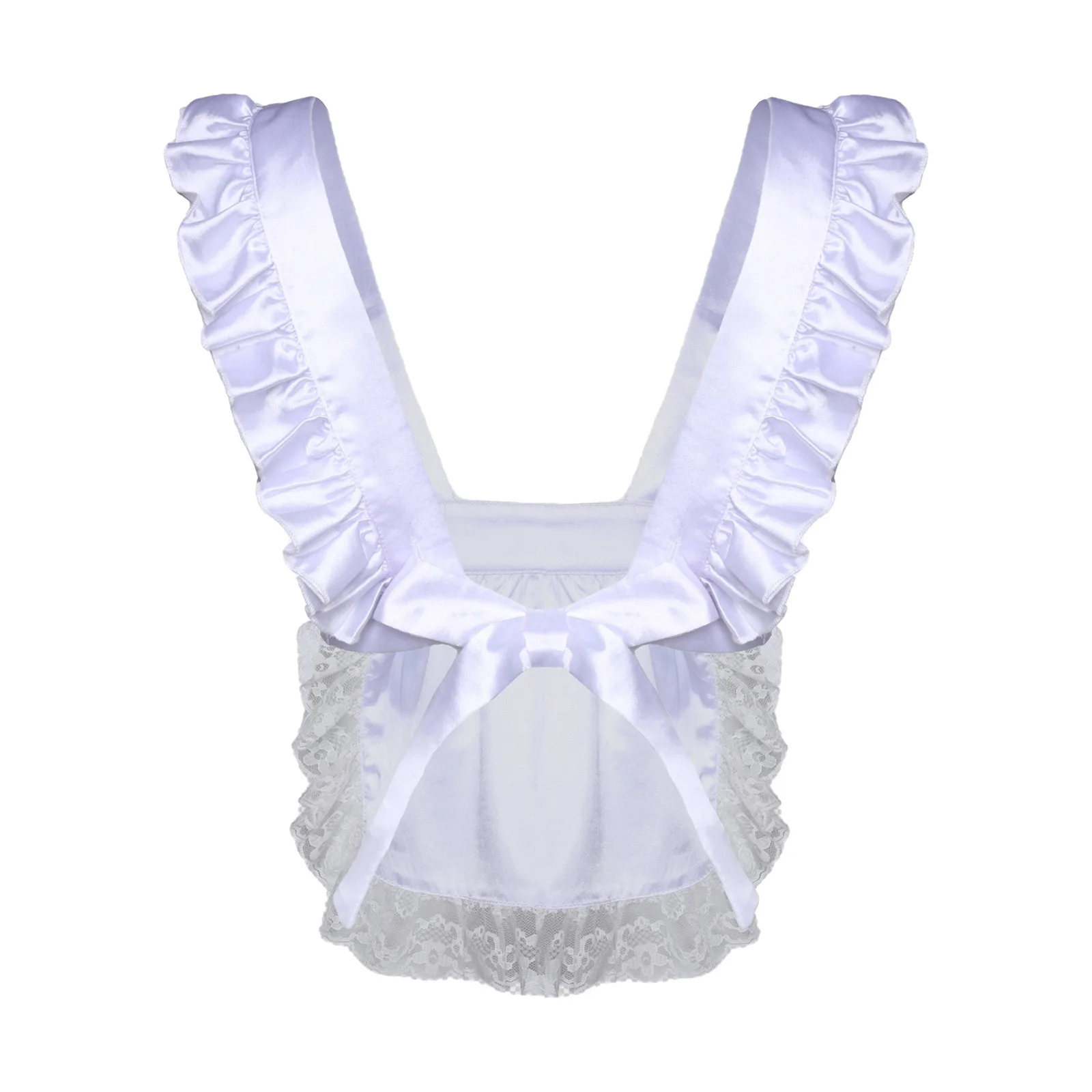 Girls Halloween Wonderland Princess Cosplay Costume Accessories Lace Ruffled Half Apron for Carnival Theme Party Masquerade view 3