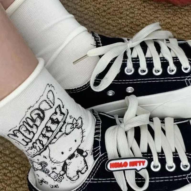 سانريو مرحبا كيتي الجوارب الصيف رقيقة الكرتون النساء الجوارب تنفس Kawaii عادية مريحة الجوارب لوليتا Jk الكاحل غطاء للقدم