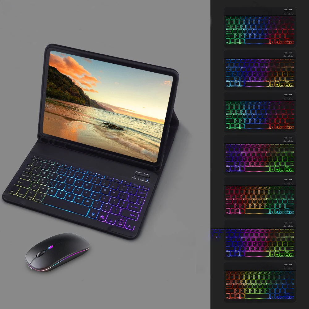 

LED Bluetooth Keyboard Case for iPad 10th 11th 2025 10.9 inch Air 11 2024 Air 5 Air 4 Pro 11 10.5 10.2 8 9th Magnetic Case Cover