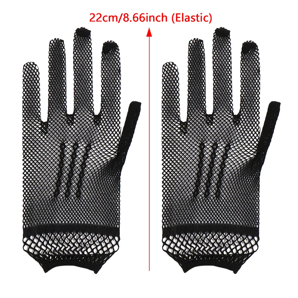 Guantes de malla a prueba de rayos Uv para mujer, manoplas de encaje de dedo completo, moda de verano, blanco y negro