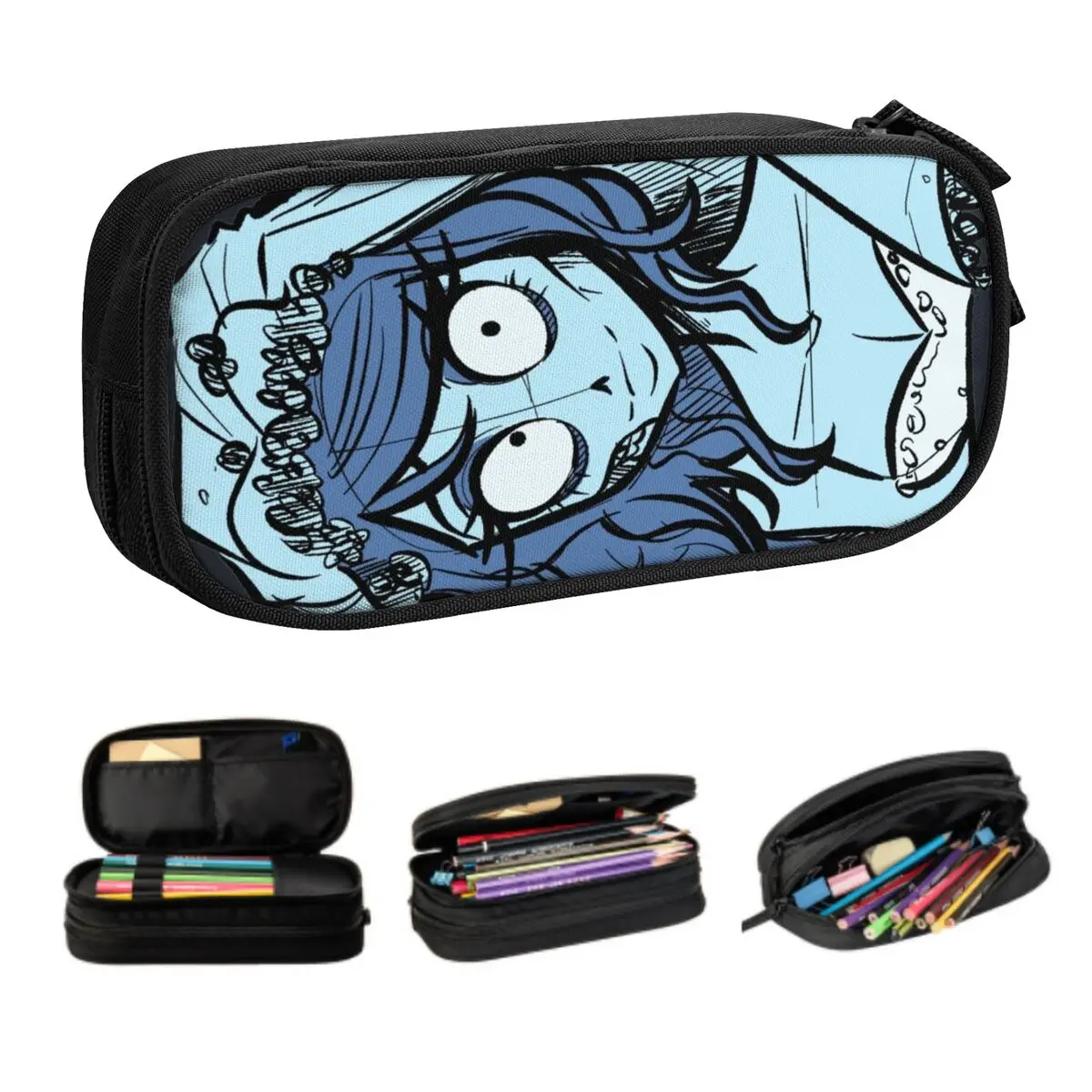 Custom Cute Corpse Bride Chic Pencil Cases for Boys Gilrs Large Capacity Fantasy Film Ghost Ghoul Pencil Bag School Accessories