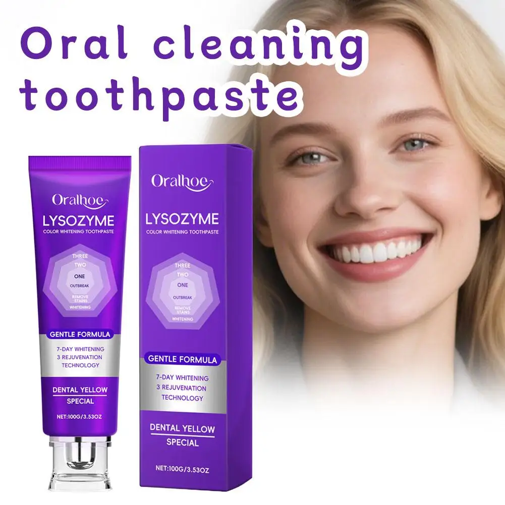 

Brightening Purple Toothpaste with Color Correcting Technology Mint Flavored Daily Oral Care Fresh Breath Enamel Friendly