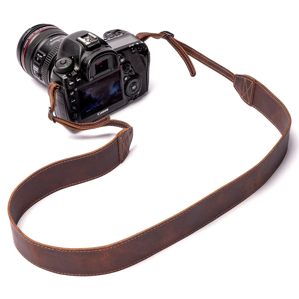 Coffee Genuine Leather Shoulder Strap Rope Adjustable Length 85-131CM Vintage Neck Slim Belt Camera Strap Shoulder Bags