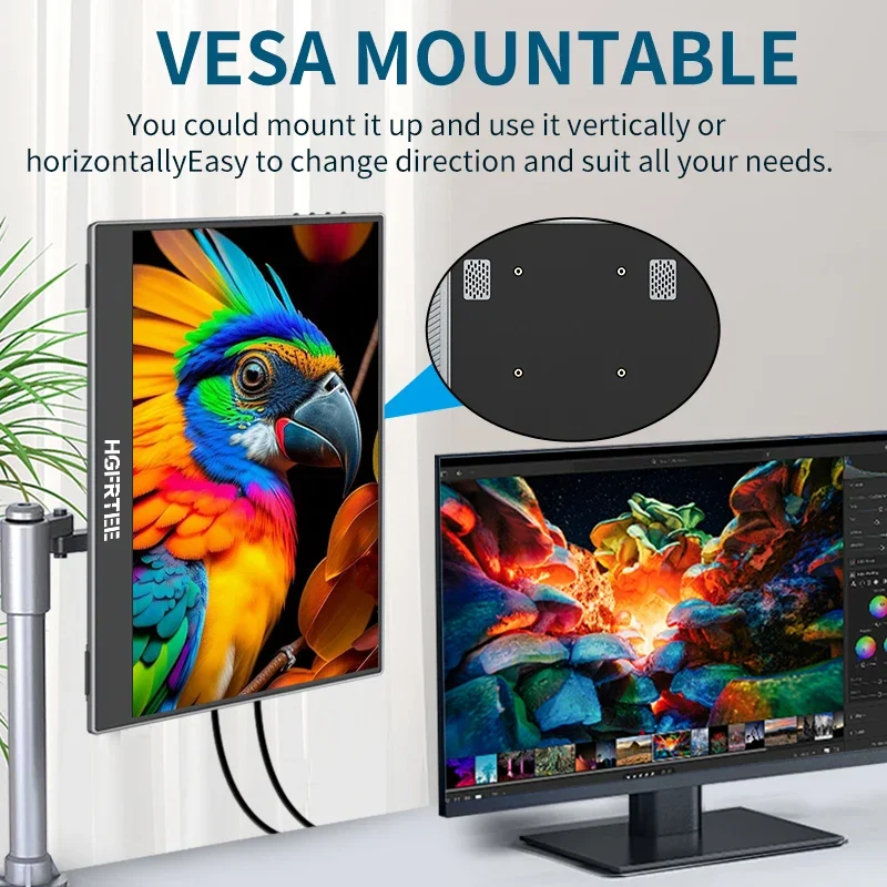 Портативный монитор 11,6-дюймовый внешний монитор для ноутбука 1366P со встроенными динамиками, дисплей с портом HDMI USB-C для портативных ПК Mac PS4/5