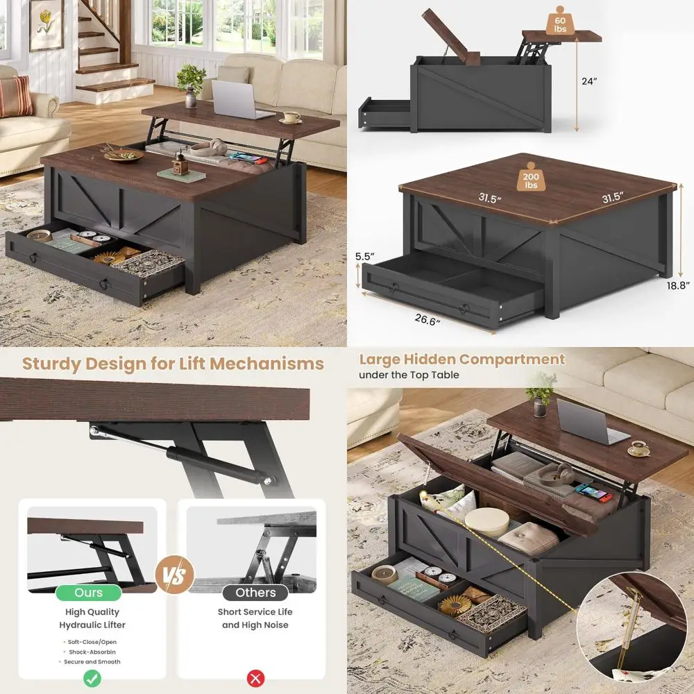 

деревянный журнальный столик, журнальный столик с подъемной столешницей и местом для хранения вещей, квадратные журнальные столики с выдвижными ящиками и скрытым отделением, центральный стол