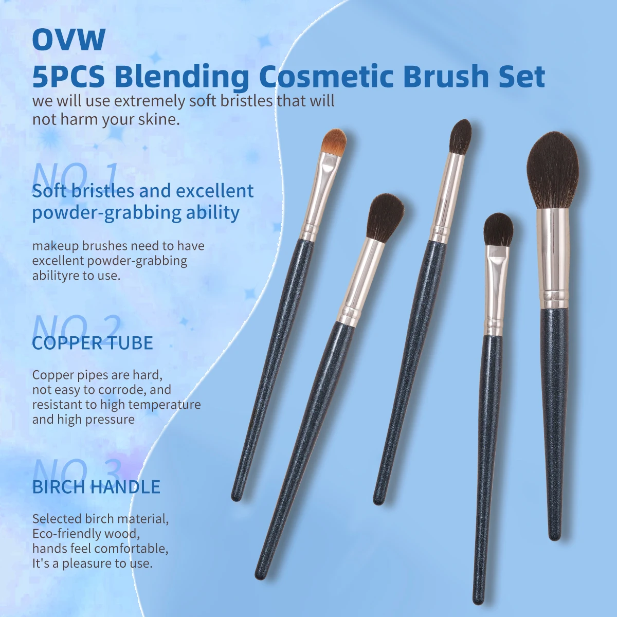 OVW  Soft Natural Goat Hair Fluffy Makeup Brushes Set  Foundation Brush Powder Contour Eyeshadow Liner Blending Highlight  XKL