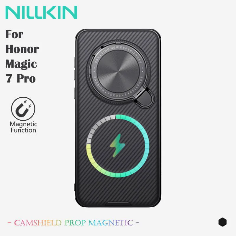 Nillkin Magnetic Case for Honor Magic 7 Pro, Flip Lens Cover with Kickstand, MagSafe, Shockproof, Anti-Scratch, 360° Protection