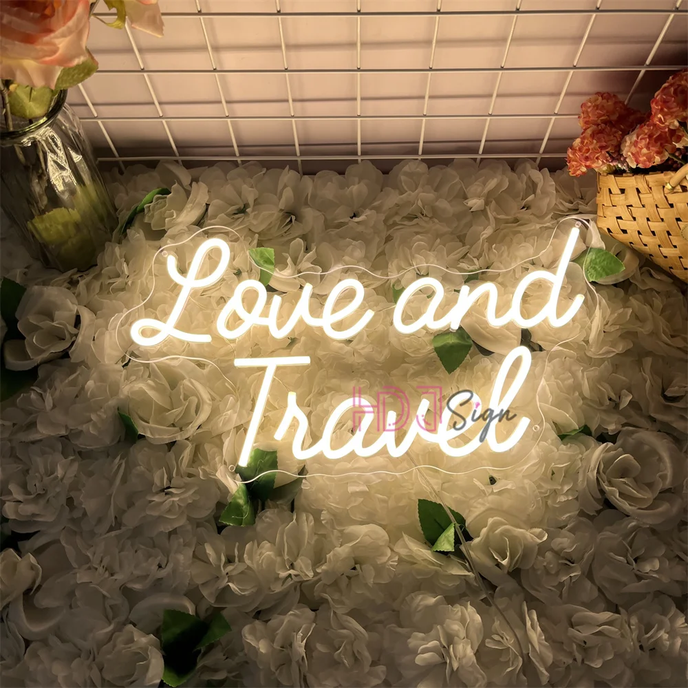 

Love and Travel Neon Sign Lights Home Room Decor Wall Art Neon Led Lighdts Party Bedroom Wedding Decoration Gifts Neon Lights