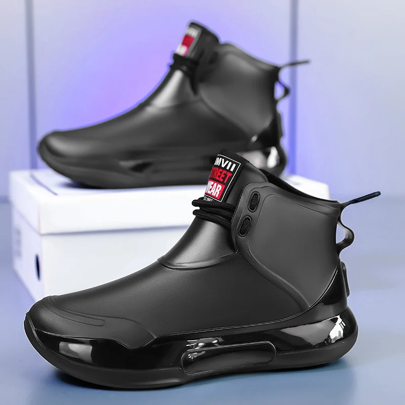 Waterproof Rain Boots for Men and Women, Short-Tube, Wear-Resistant, Outdoor Hiking and Fishing Non-Slip Water Shoes, Men's Ligh