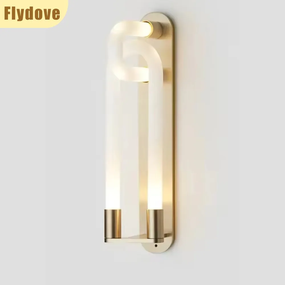 

Italian Modern Minimalist Living Room Background Wall Decoration Wall Lamp Double Headed Villa Glass Corridor Bedroom Lamp