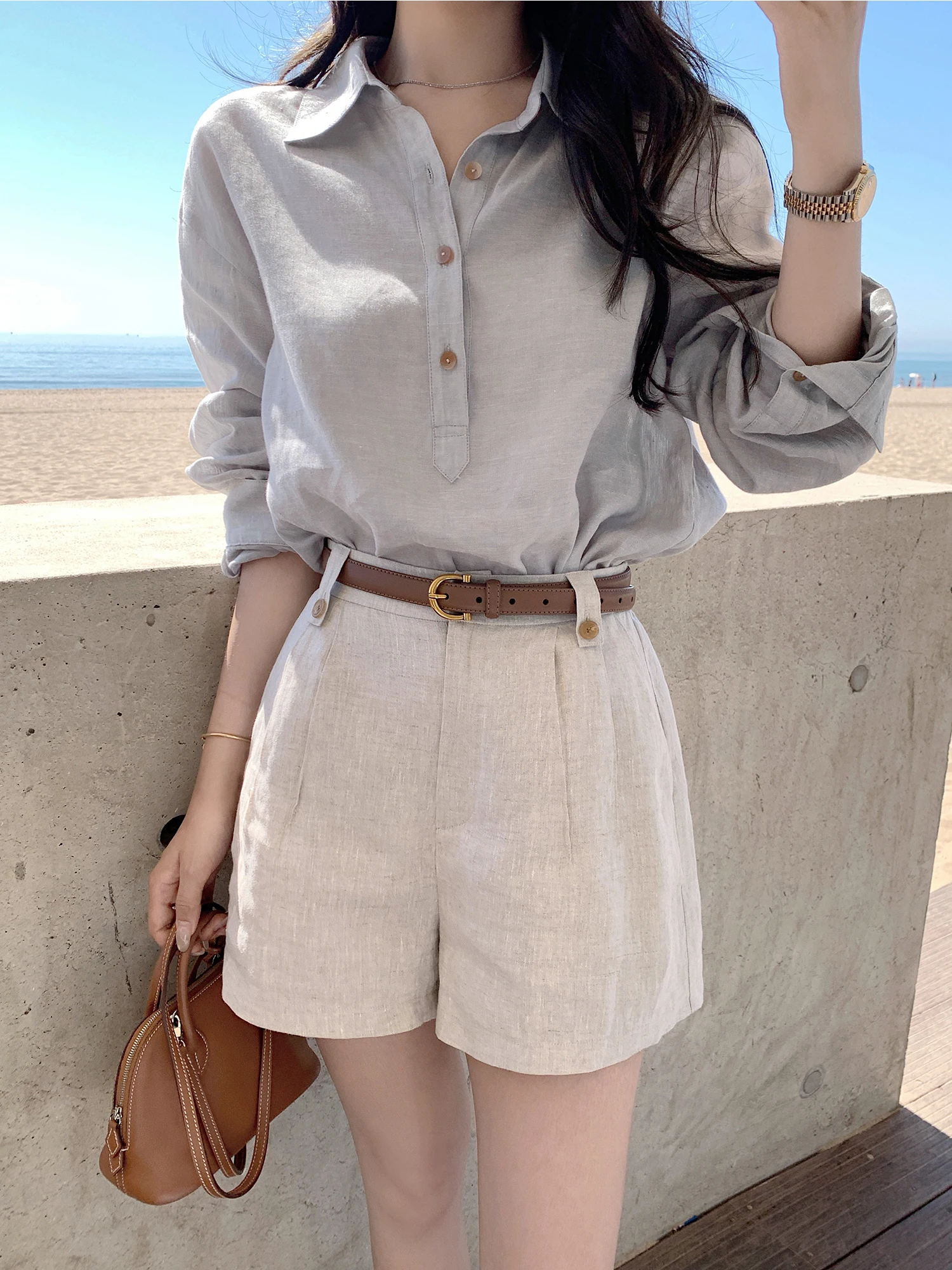 

Lilylikes Chill Linen orts Classy Loose Fit 00% Linen Faionable High Waist Straight Leg Pants for Women Summer 2025