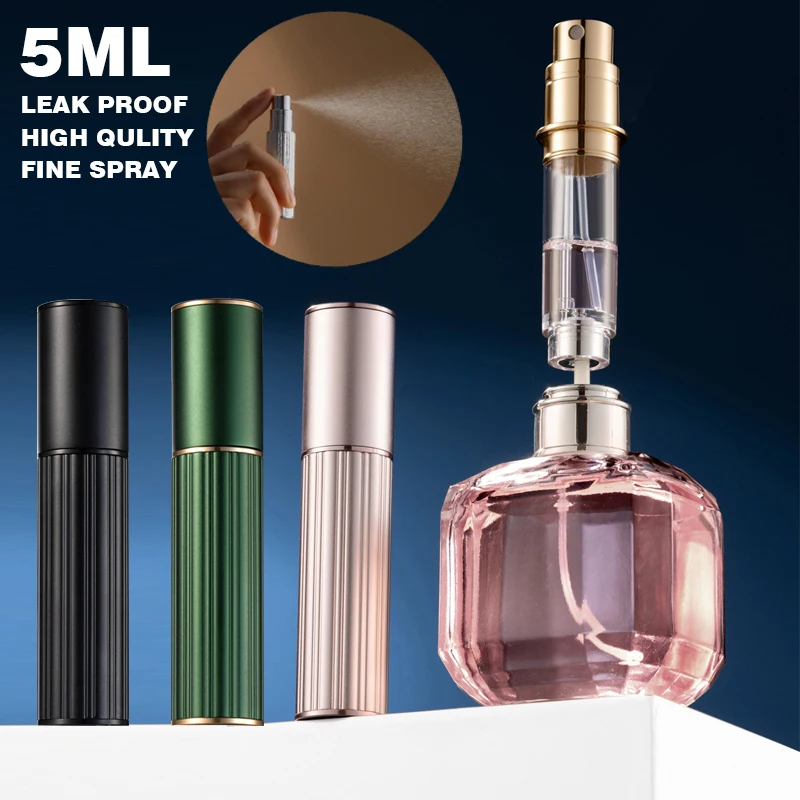Bottiglie per dispenser spray per profumo con riempimento inferiore da 5 ml Bottiglia per contenitore per liquidi portatile da viaggio Atomizzatore spray riutilizzabile cosmetico