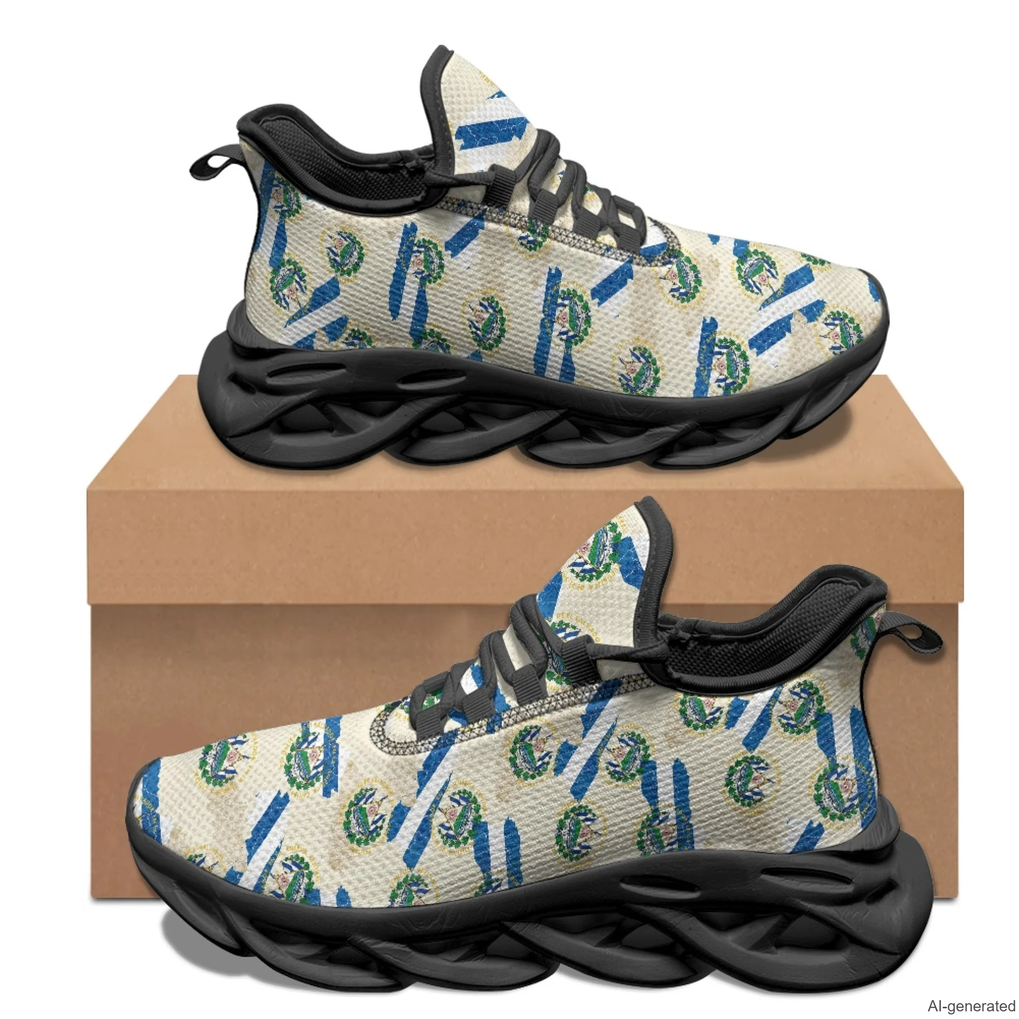 XIXIRIMIDO Max Soul Shoes El Salvadoran Flag Print Running Shoes for Men Casual Fashion Women Snakers Walking Shoes 35-48