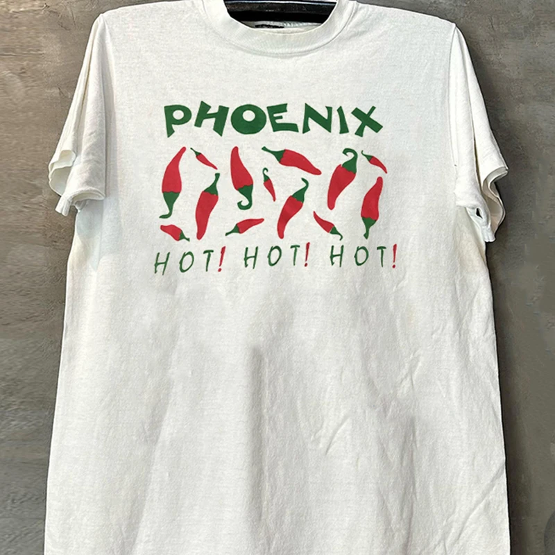 

Phoenix Red Pepper Trendy Brand Printing Heavy Cotton Men's Summer Casual Short-sleeved T-shirt Vintage American Half-sleeve