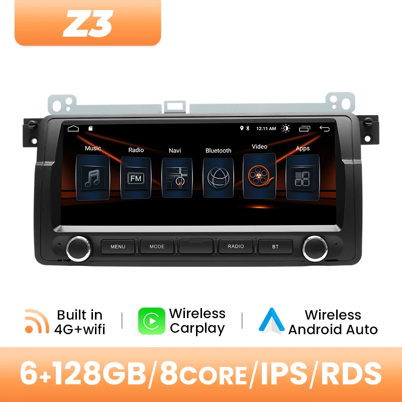 8.8 "Draadloze Carplay Autoradio Android 14 Voor BMW E46 M3 318/320/325/330/335 Rover 75 Coupe DSP Navigatie Audio 2Din 128 GB GPS