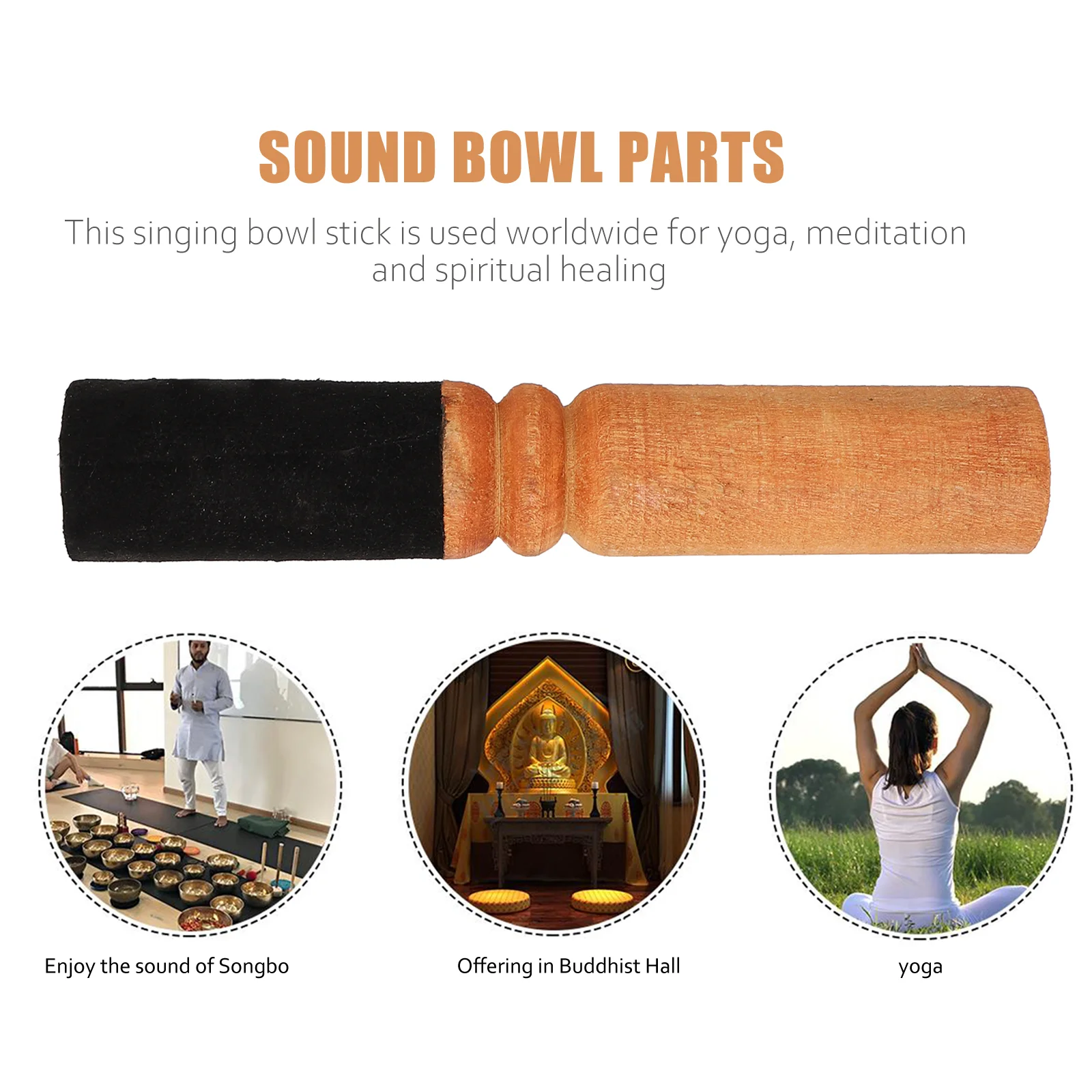 Singing Bowl Stick Meditation Aid Buddha Sound Parts Crystal Tool Hand-made Wood Wooden Mallet Accessories Accessory