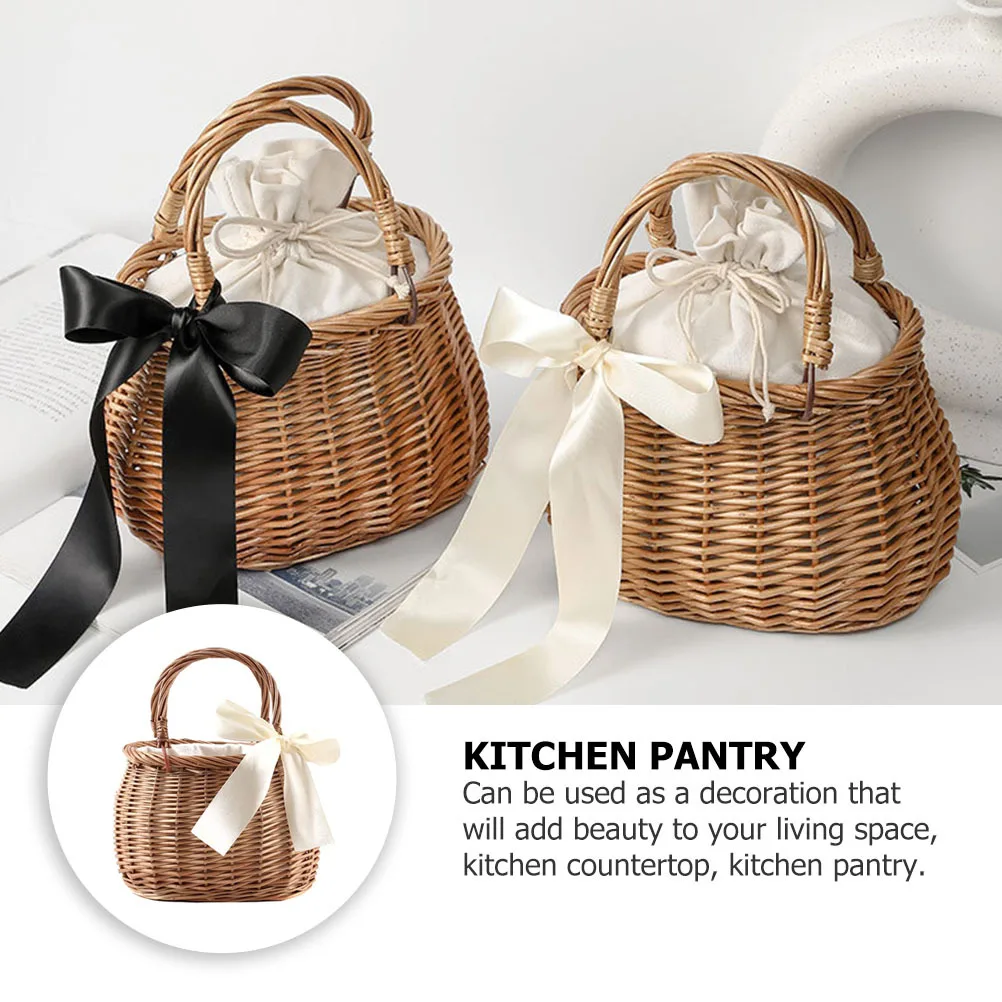 

Wicker Flower Baskets Bohemian Decor Woven Handheld Handwoven Picnic Storage