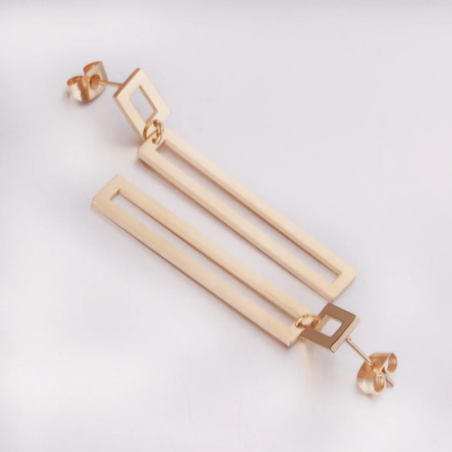 LUXUSTEEL Fashion Stainless Steel Earrings Geometric Rectangle Exaggerated Long Drop Earrings For Women Girl 2023 New Korean