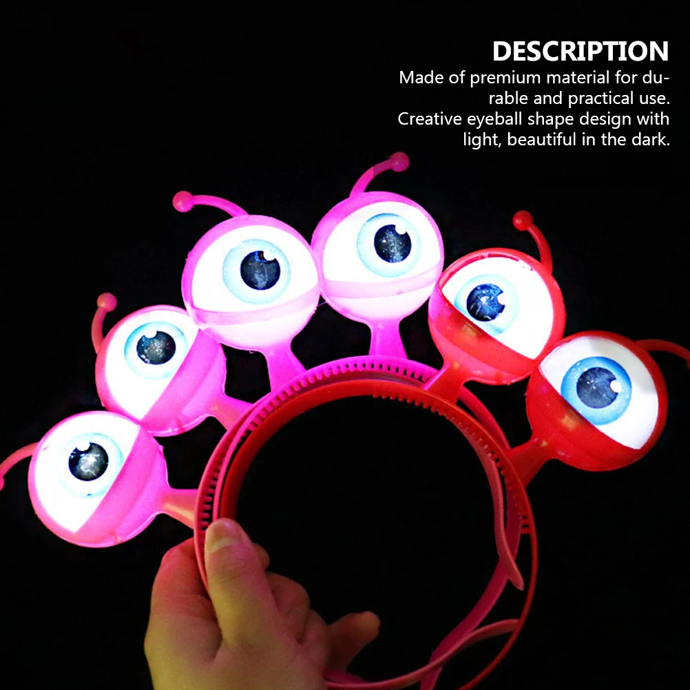 

5pcs LED Glow Headband Eyeball Shaped Halloween Hair Hoop Party Supplies Random Color Lightweight Comfortable